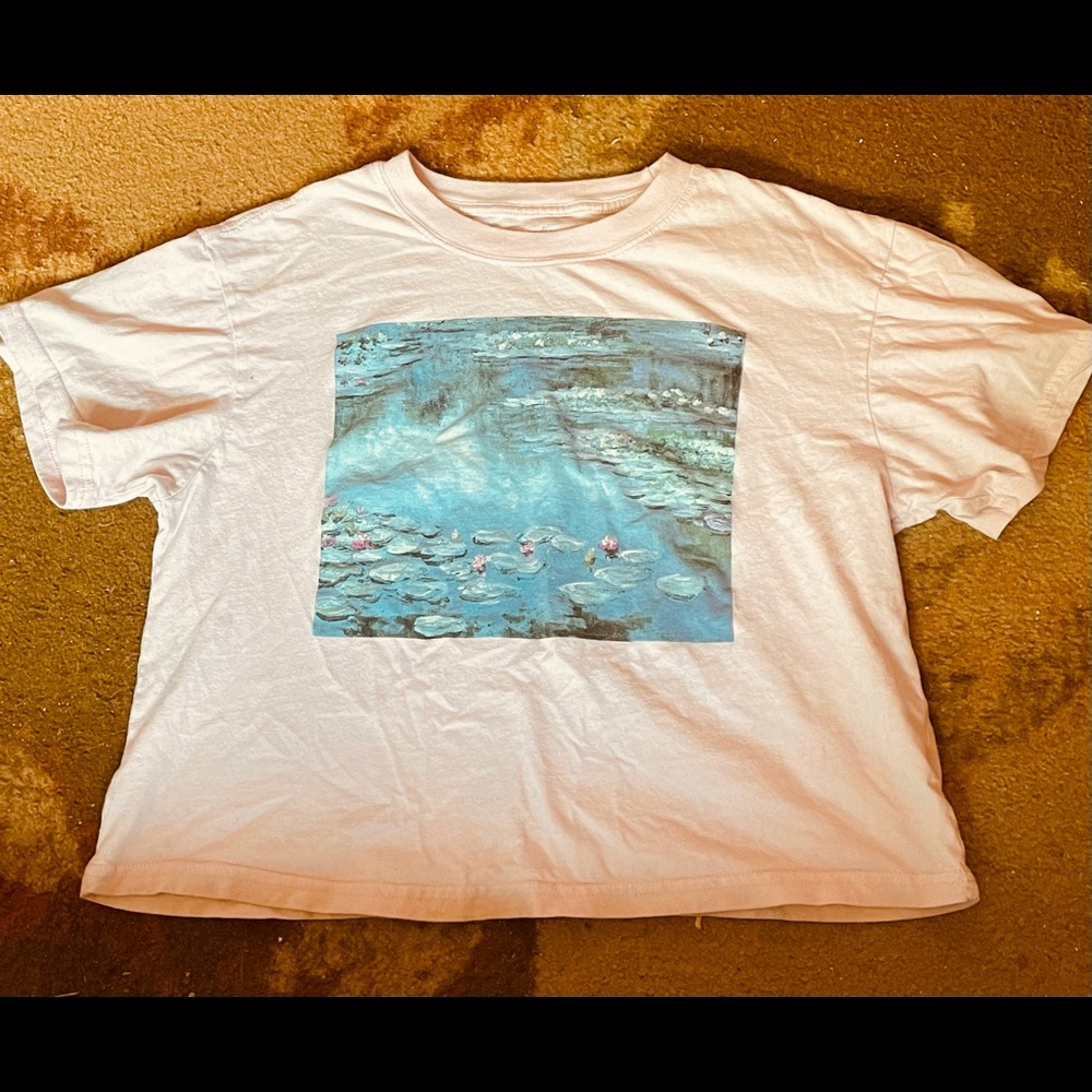Pink pond painting crop top